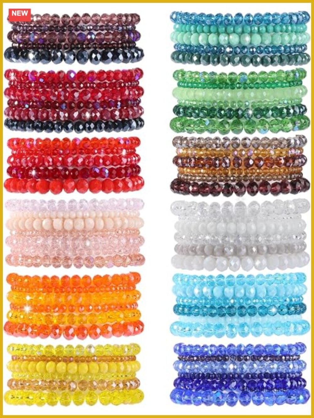 70 Pcs Glass Bead Bracelets Set Stretchable Wrist Jewelry for Women